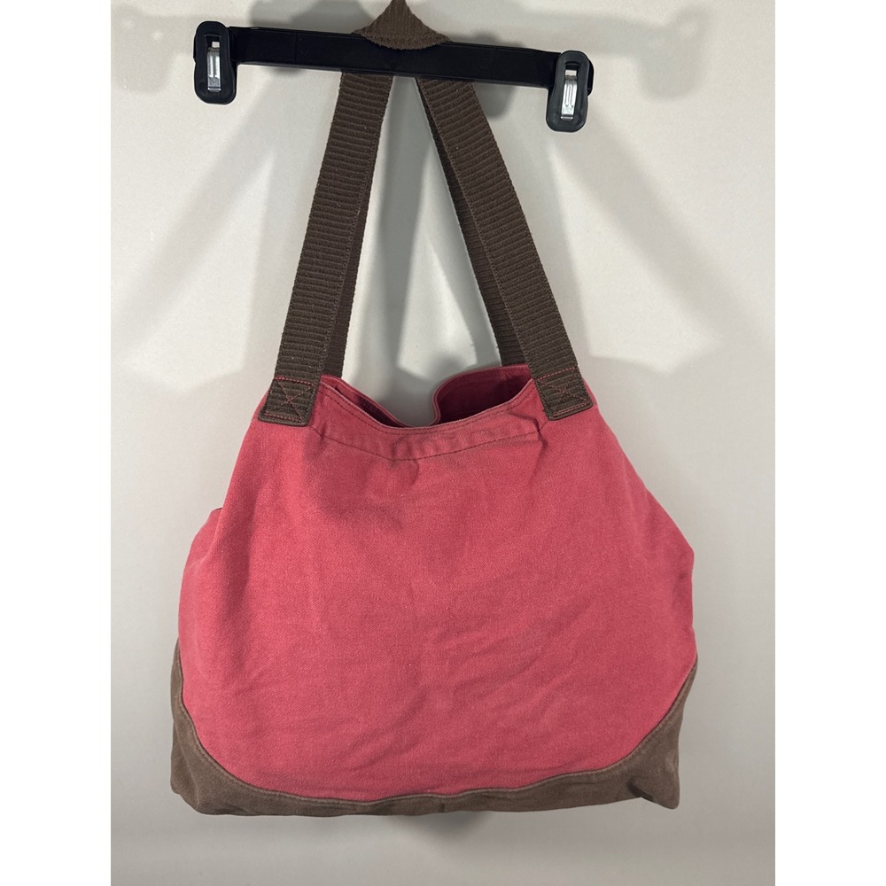 Life is Good Red Brown‎ 100 % Cotton Canvas Heart Graphic Tote Shoulder Bag - Picture 3 of 9